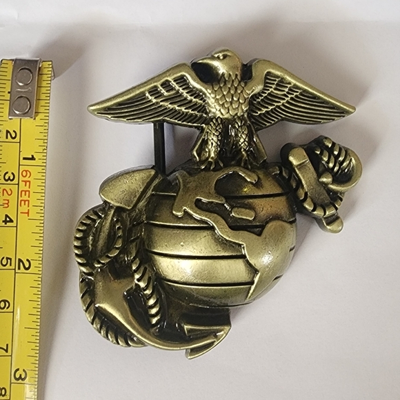 New USMC Marine Corps signet belt buckle 3" Gold Or Silver - Picture 4 of 8